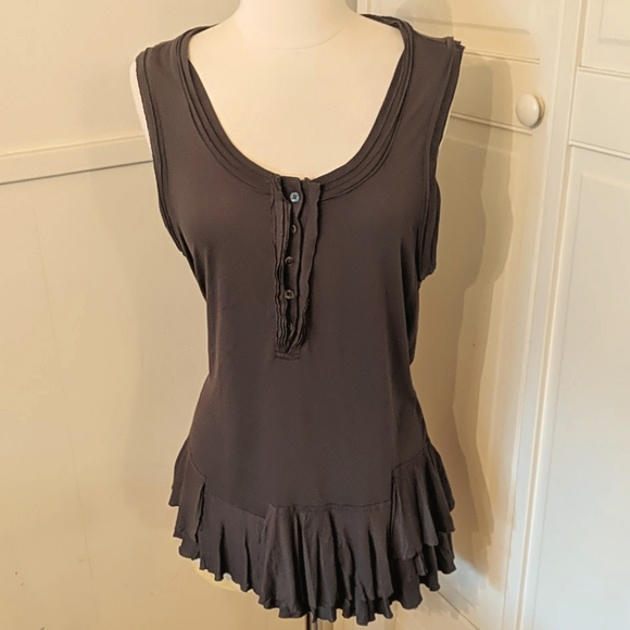 J. Crew Gray Ruffle Bottom Tank Top Large Shirt